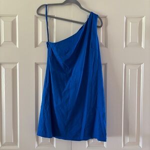 Antonio Melani Blue Linen One Shoulder Dress
